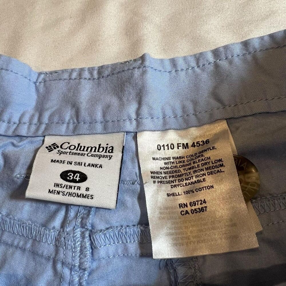 Mens Columbia Fishing Shorts PFG Blue Stretch 34 Lightweight Cargo Pockets - Picture 3 of 5